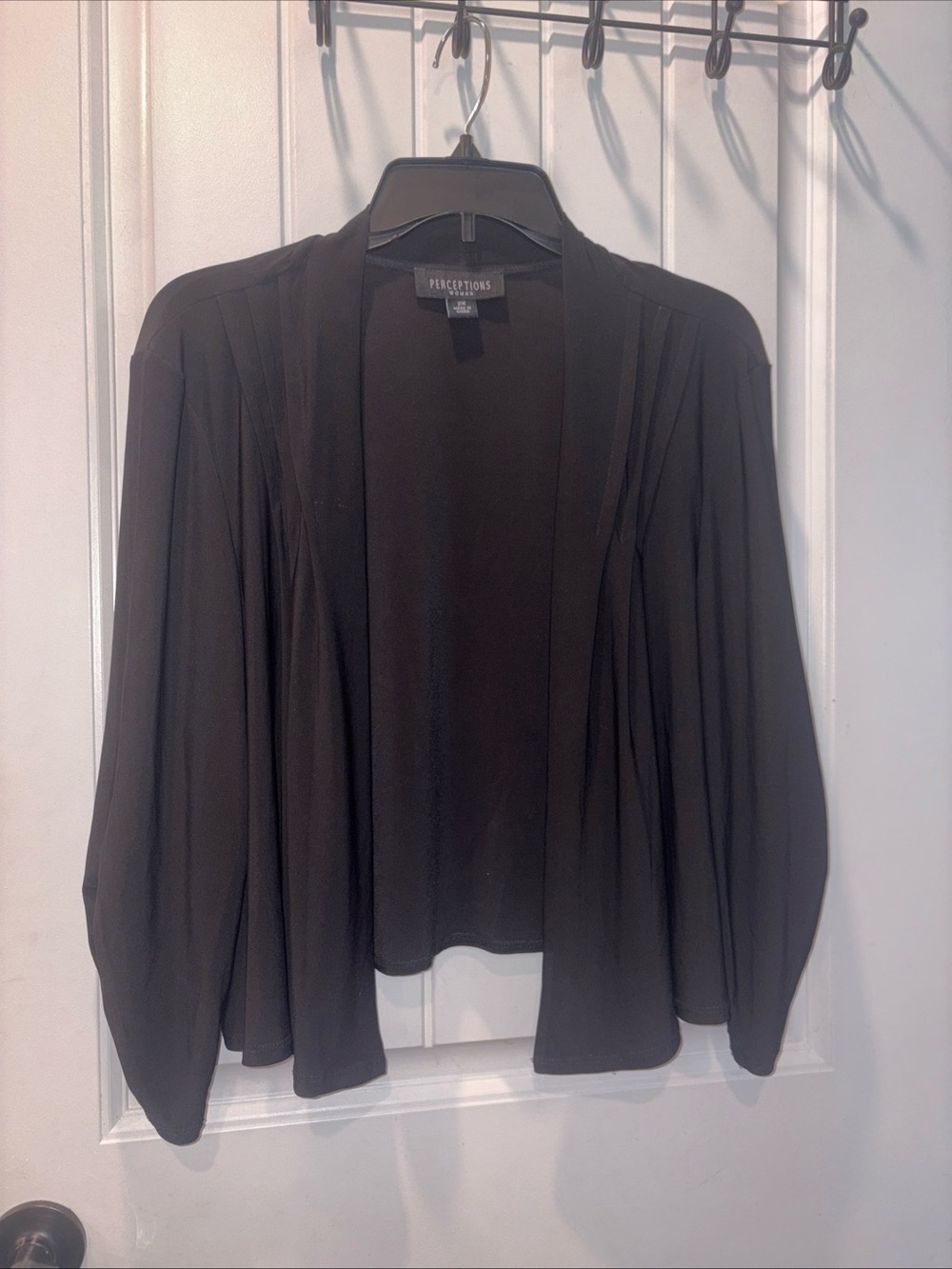 Perceptions Black Draped Open-Front Cardigan Jacket woman’s 2x